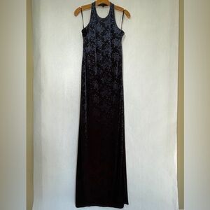 A.B.S. By Allen Schwartz Vintage Black Velvet Halter Dress